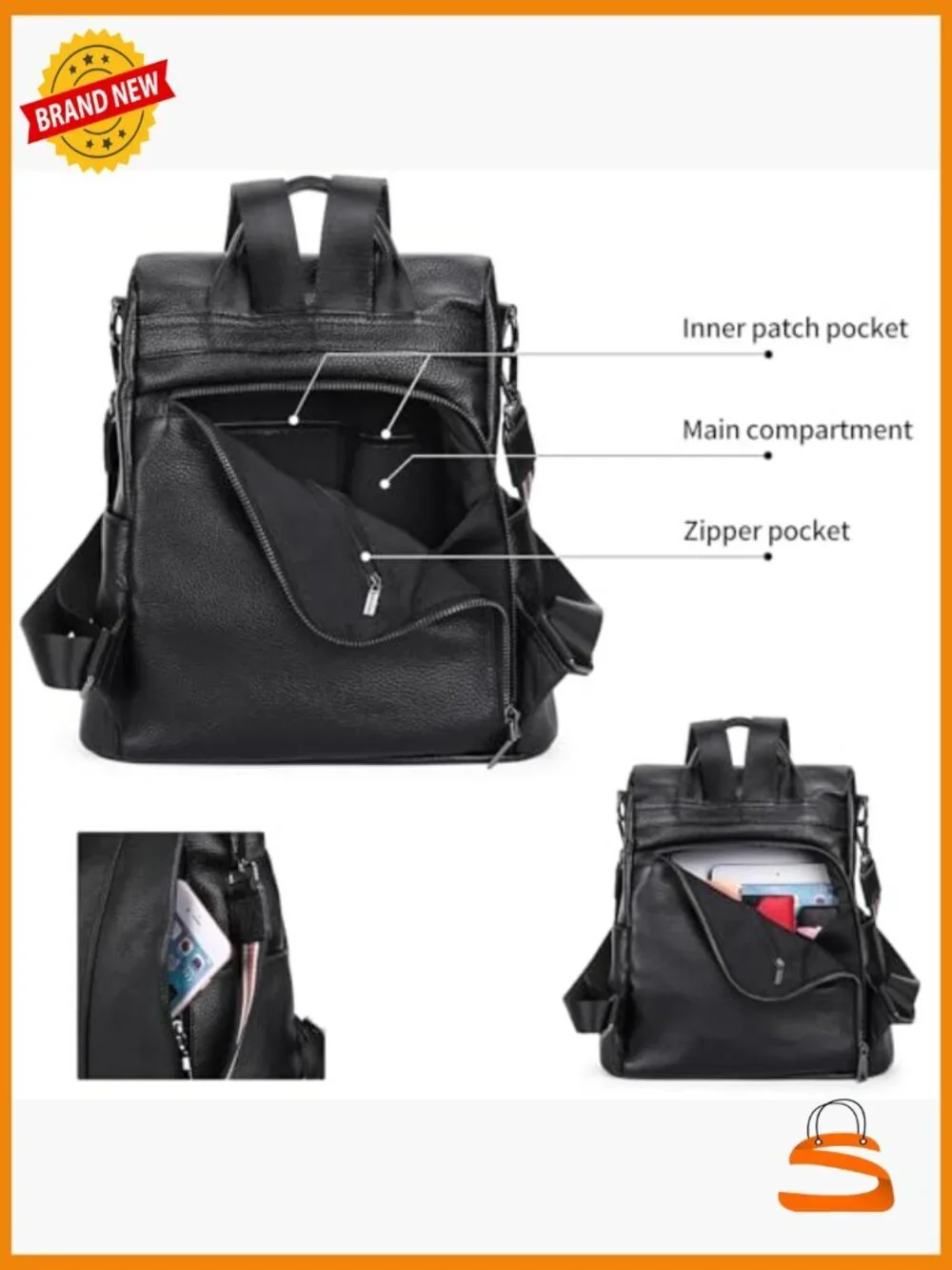 Genuine Leather Convertible Backpack Purse for Women Travel Shoulder Bag